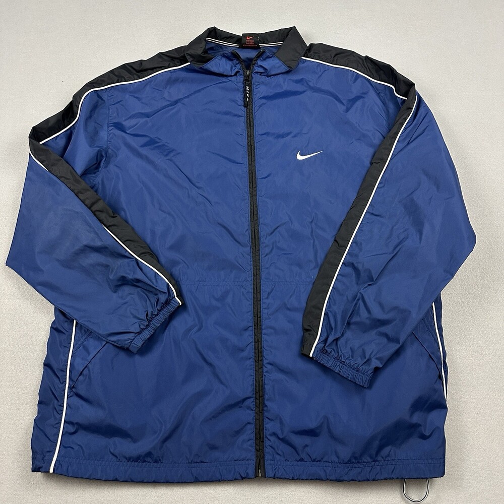 Vintage Nike Track Jacket Men Large Blue Full Zip Windbreaker Lightweight 90s L